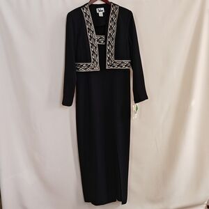 R&M Richards Black and Cream Long Sleeve Dress
